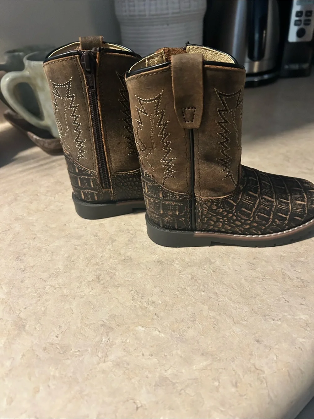 Kids Brown Western Pull-On Boots
